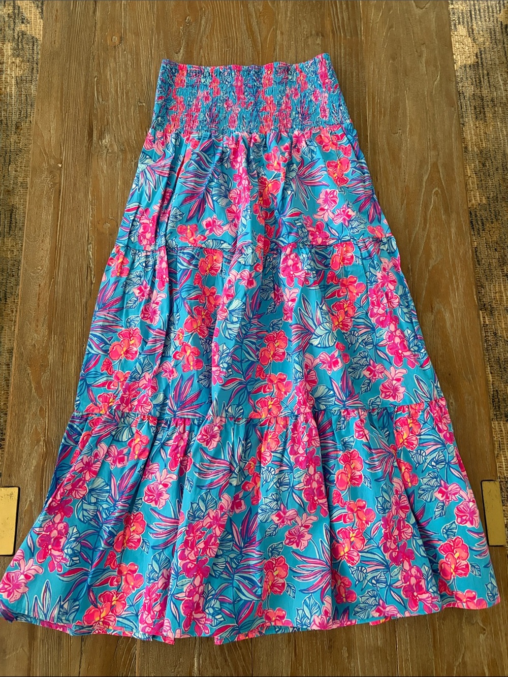 Lilly Pulitzer size small Blue Tropical Floral Maxi Skirt